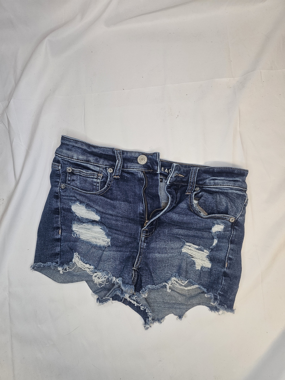 American Eagle Outfitters Women’s Distressed Dark Blue Denim Shorts